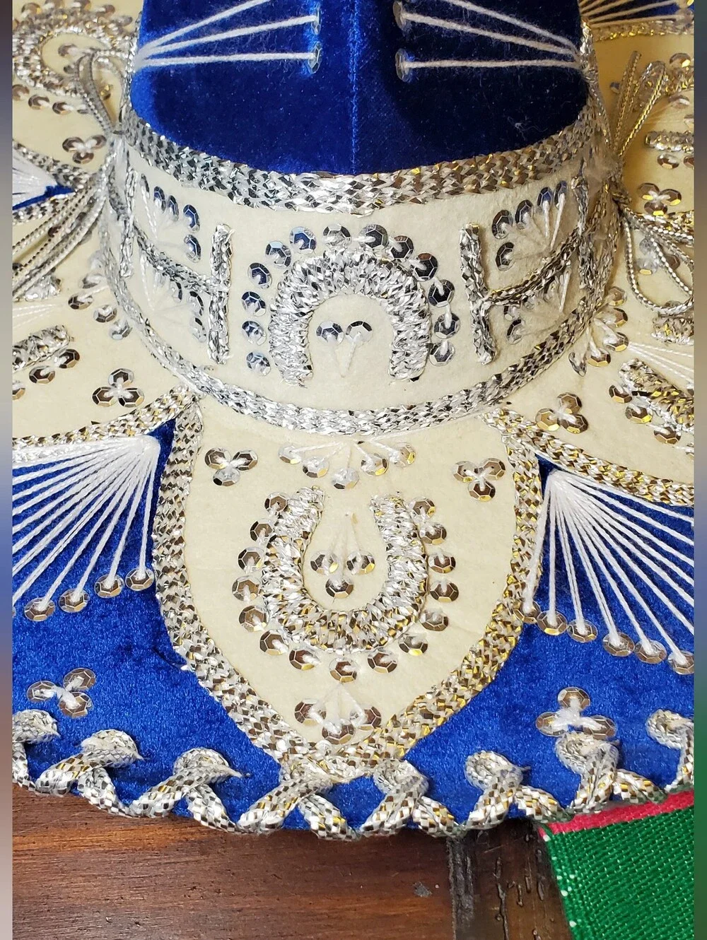 Blue Youth Sized Embroidered Mexican Sombrero Hat and Serape